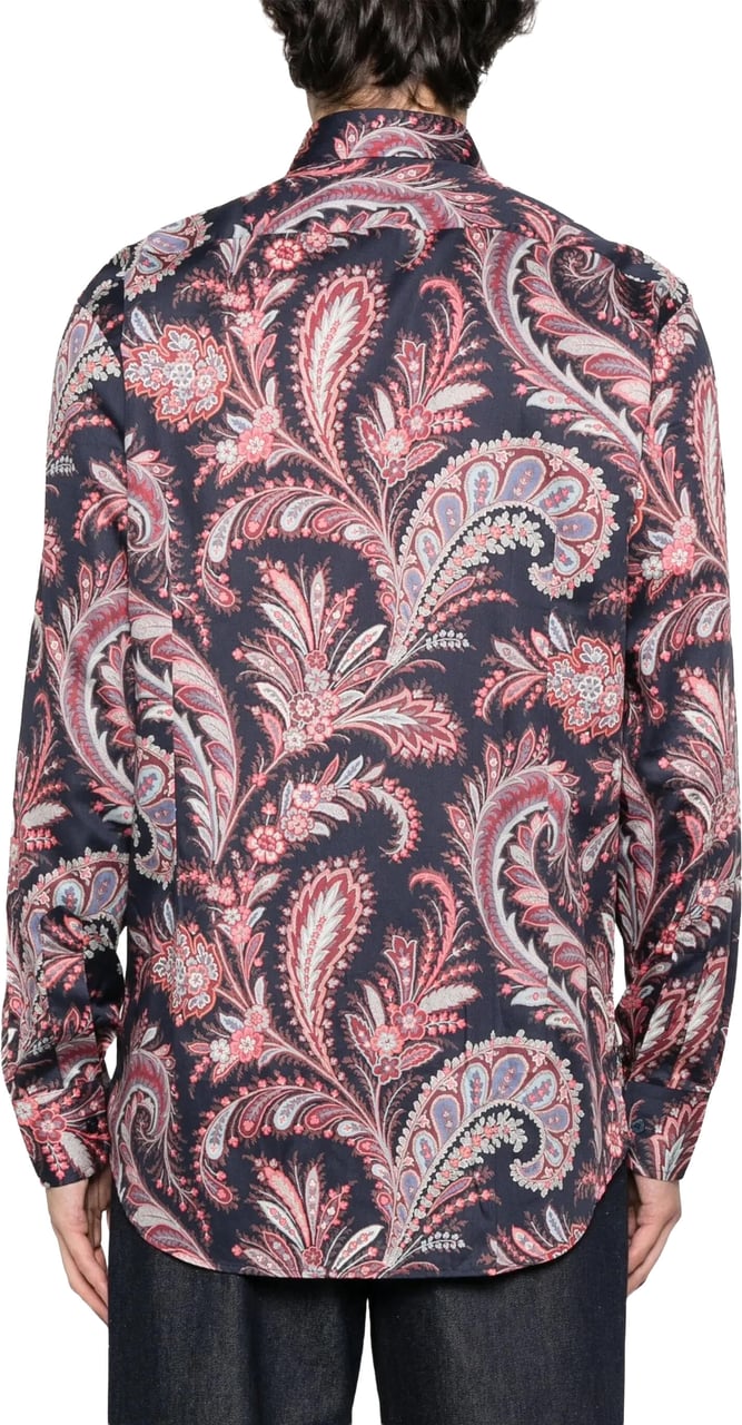 Etro Roma Black Red Paisley Pattern Shirt Roze