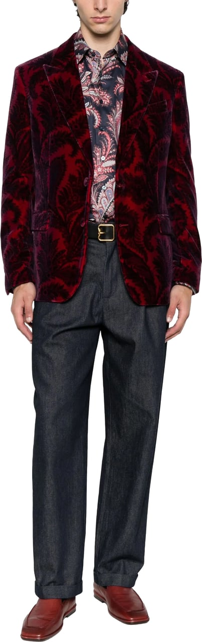 Etro Roma Black Red Paisley Pattern Shirt Roze