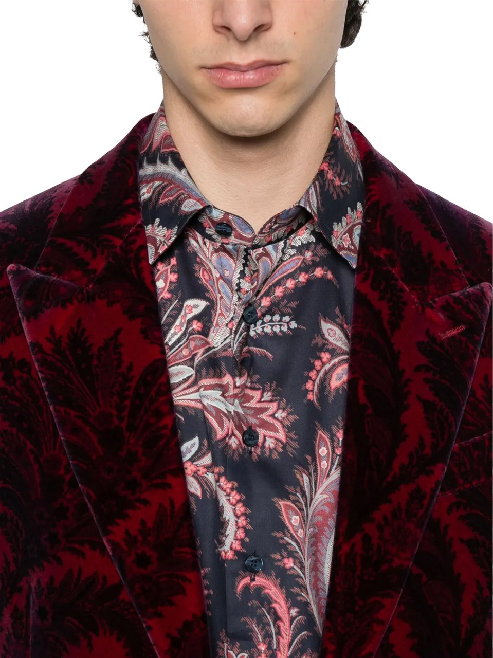 Etro Roma Black Red Paisley Pattern Shirt Roze