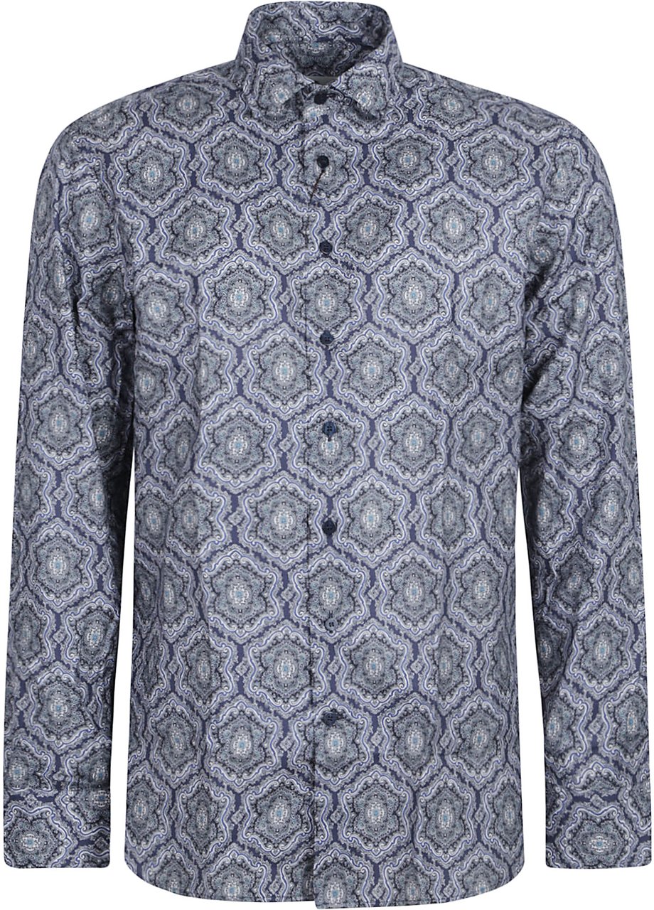 Etro Long Sleeve Roma Shirt Blue Blauw