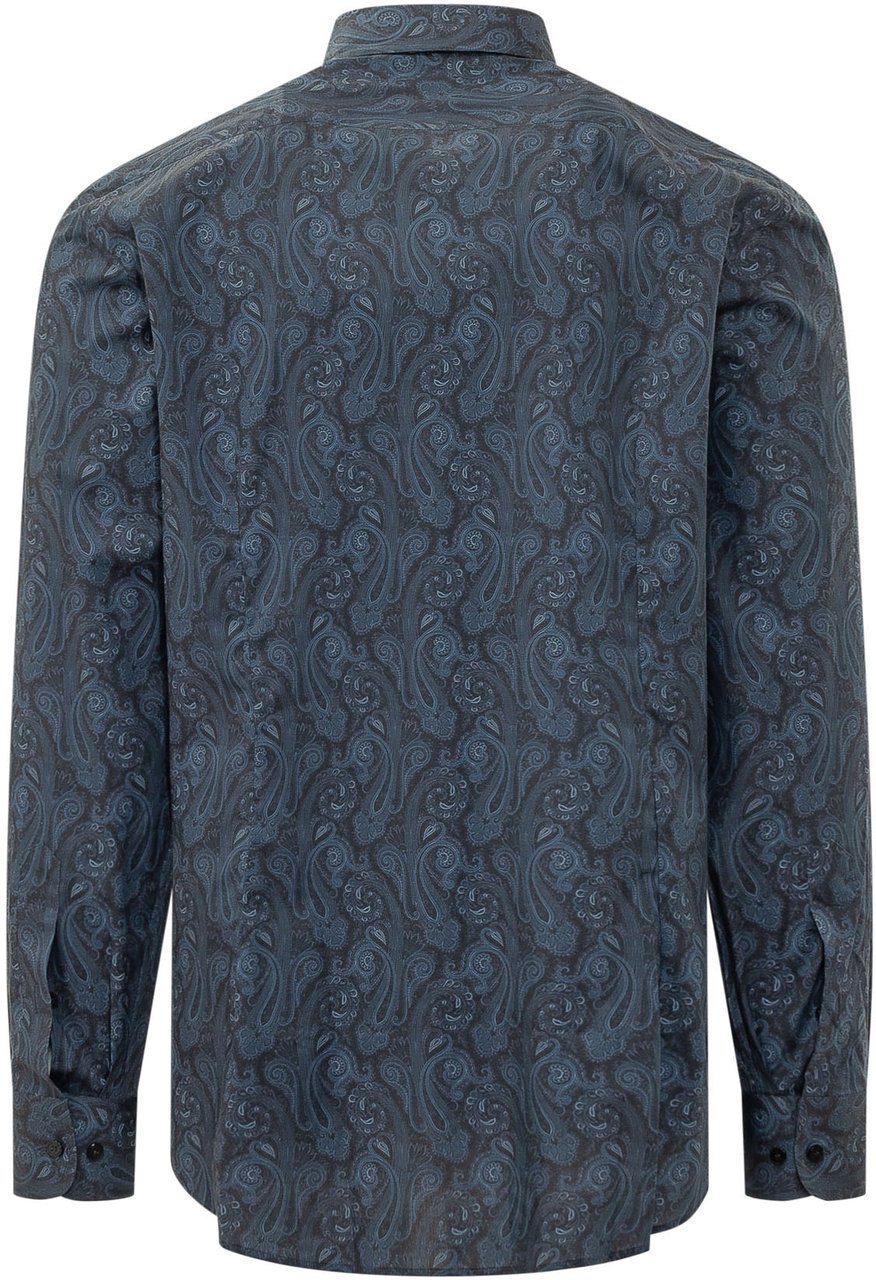 Etro Camicia Roma con Motivo Paisley Blauw