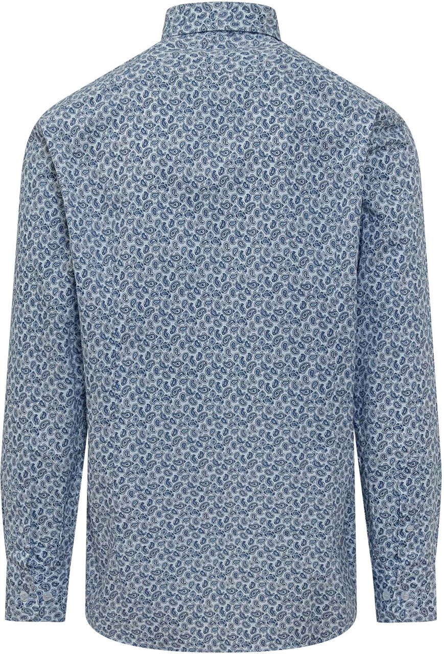 Etro Camicia Micro Paisley a Maniche Lunghe Lichtblauw