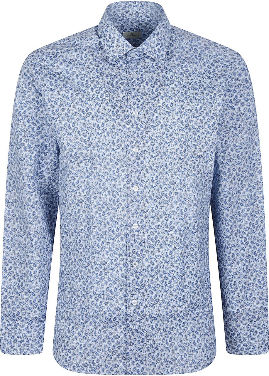 Etro Long Sleeve Paisley Roma Shirt Blue Blauw