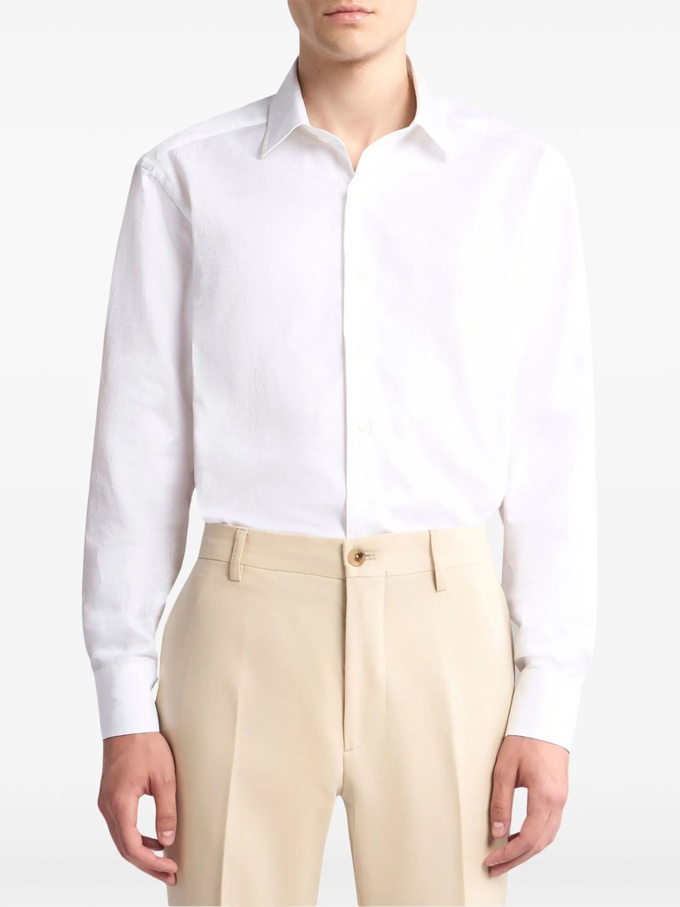 Etro White Roma Classic Long-Sleeve Cotton Shirt Wit
