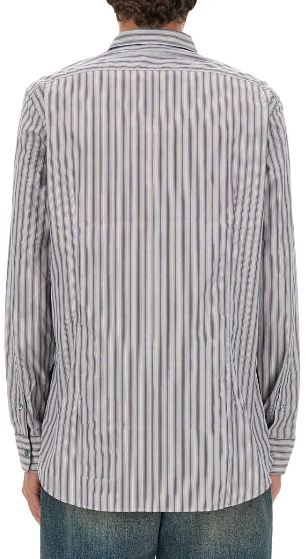 Etro Pegasus Logo Shirt With Vertical Striped Pattern Divers