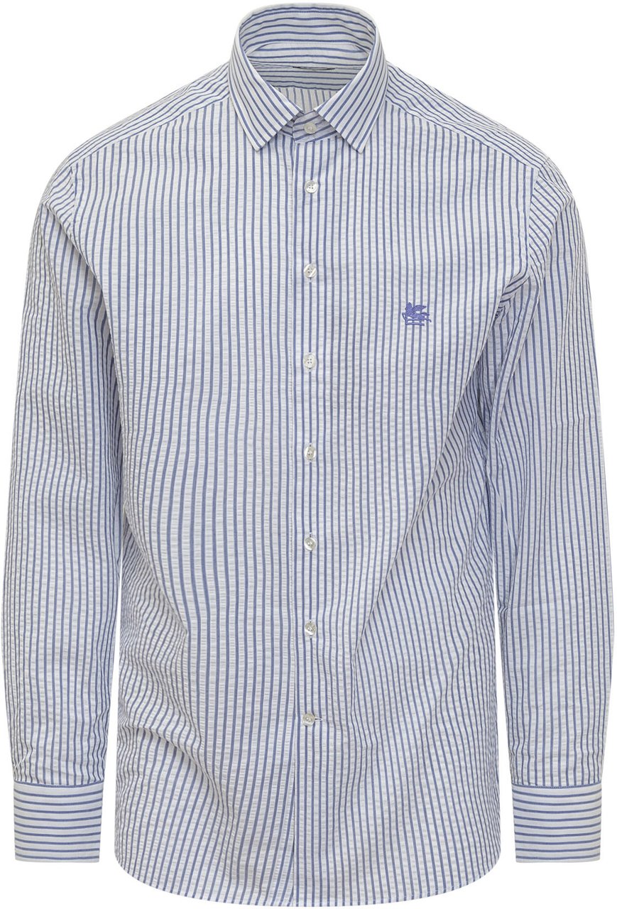 Etro Camicia Uomo a Righe Lichtblauw