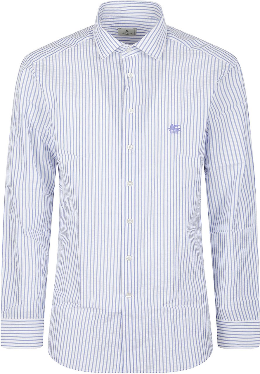 Etro Long Sleeve Logo Pegaso Roma Shirt Blue Blauw