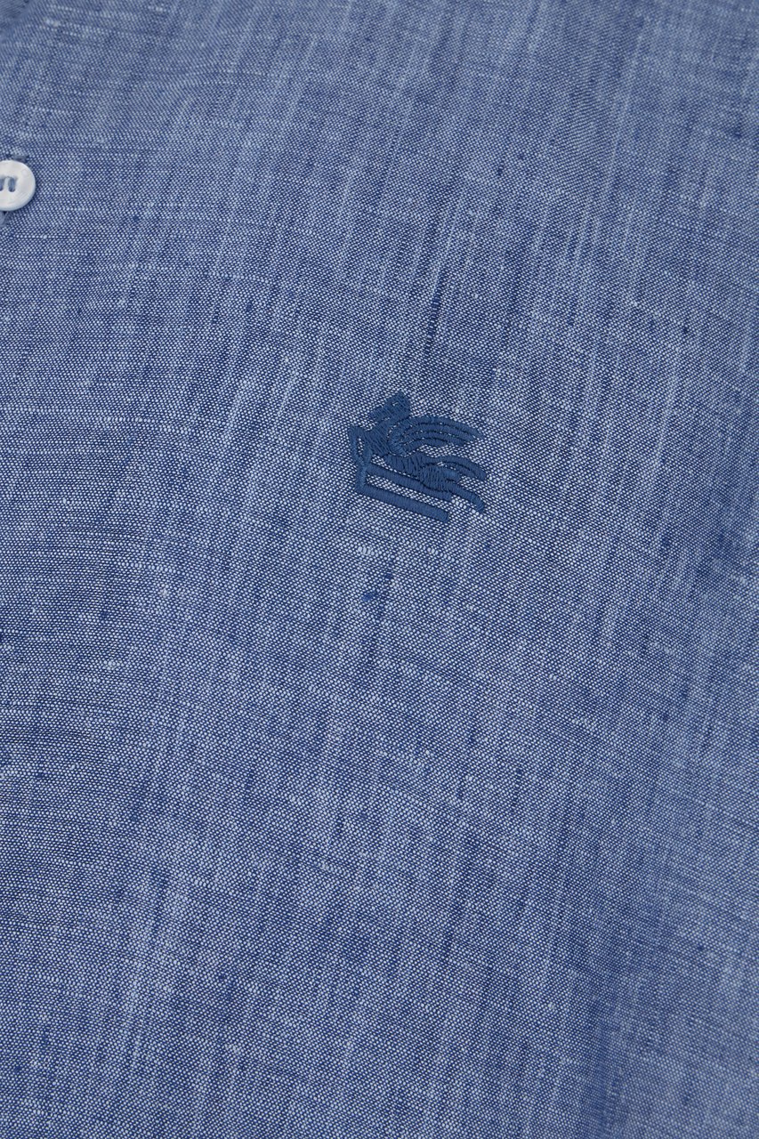 Etro Etro Blue linen shirt Blauw