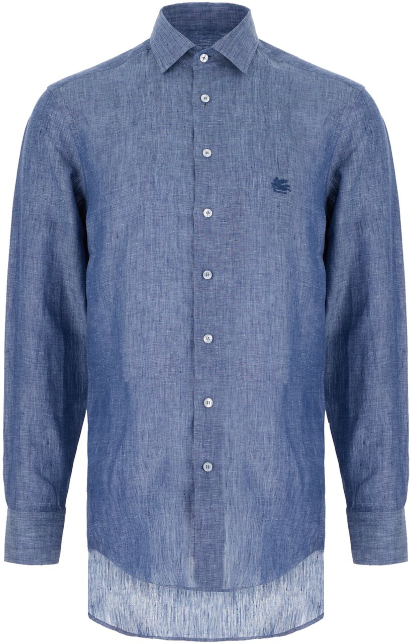 Etro Etro Blue linen shirt Blauw
