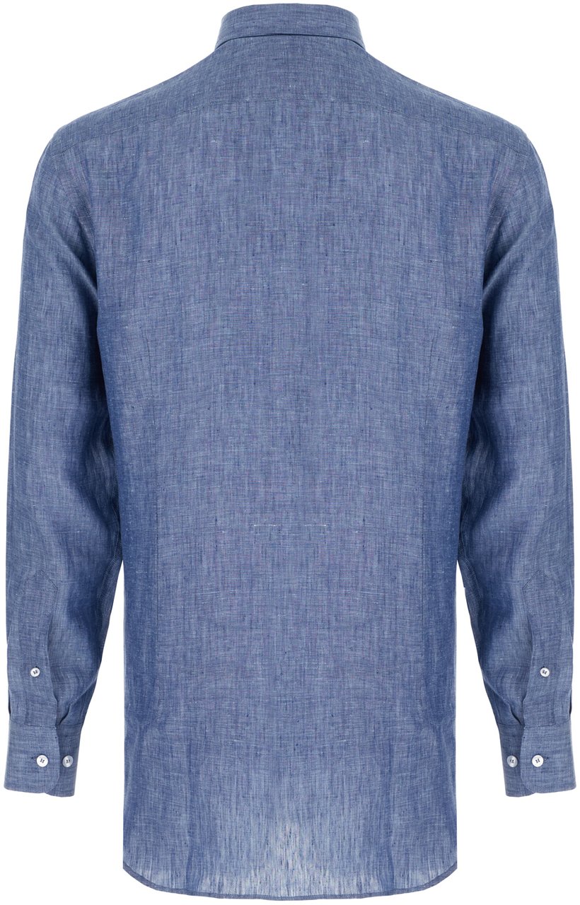 Etro Etro Blue linen shirt Blauw