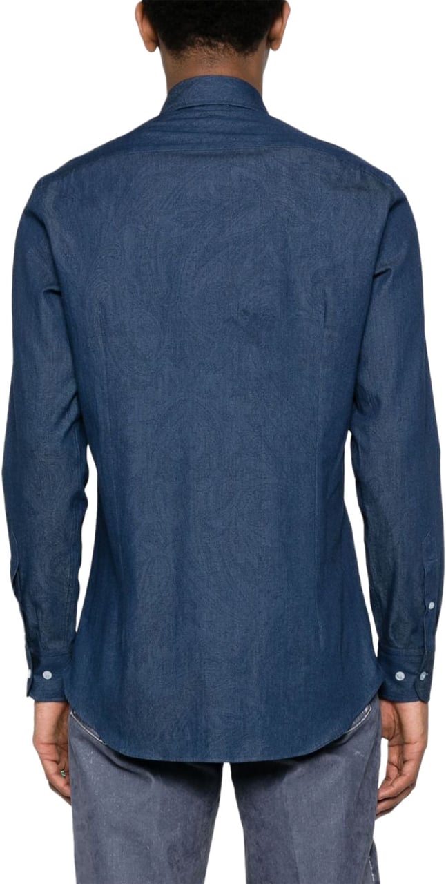 Etro Roma Long-Sleeve Paisley Pattern Cotton Shirt Groen