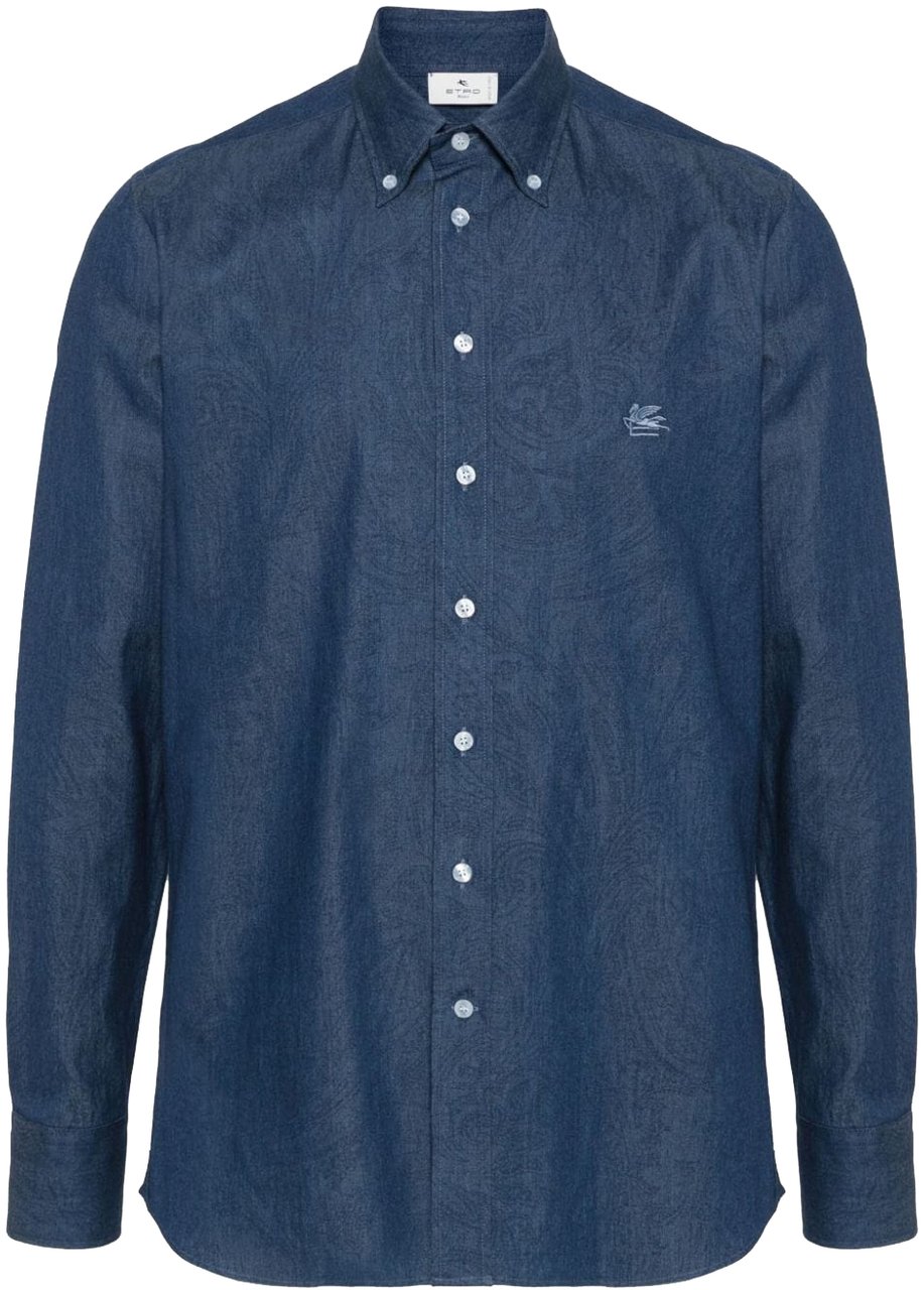 Etro shirt roma logo blue Blauw