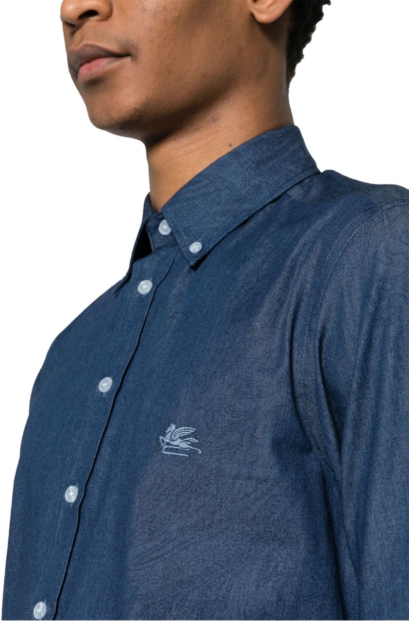Etro shirt roma logo blue Blauw