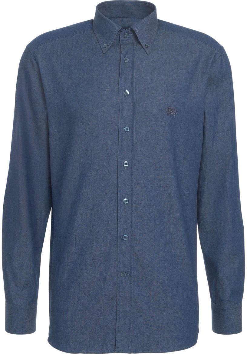 Etro Shirt with logo embroidery Blauw