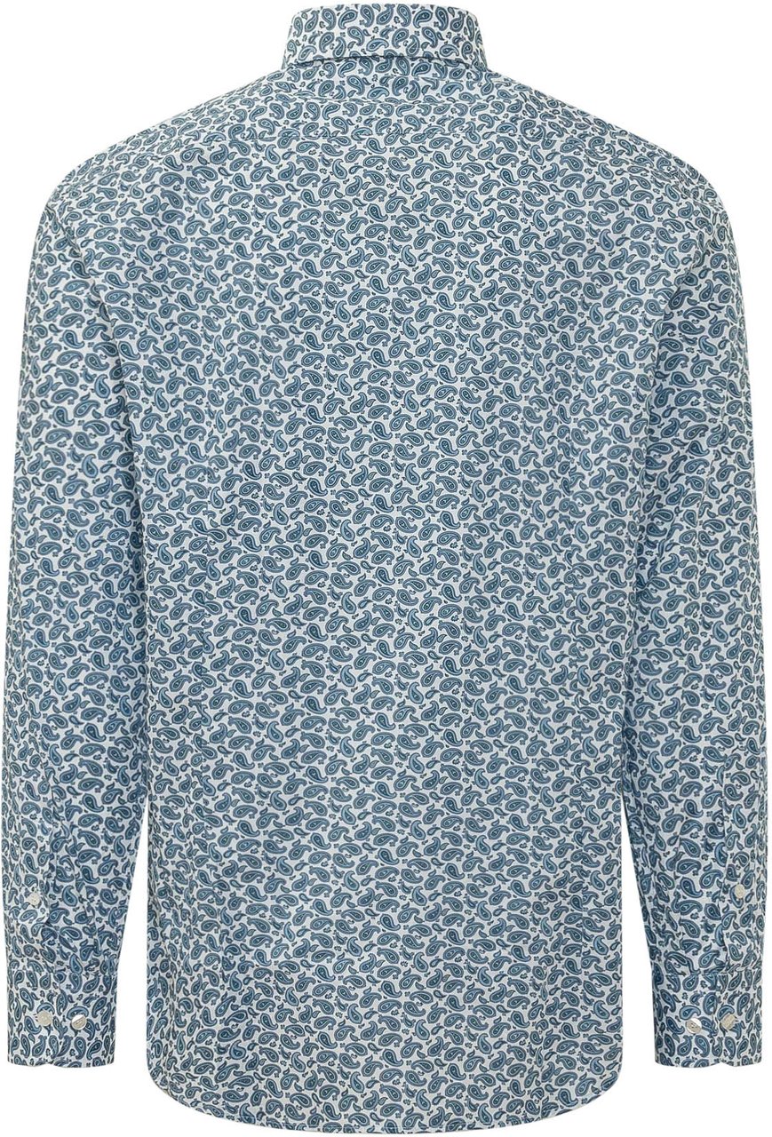 Etro Camicia Roma con Micro Motivo Paisley Blauw
