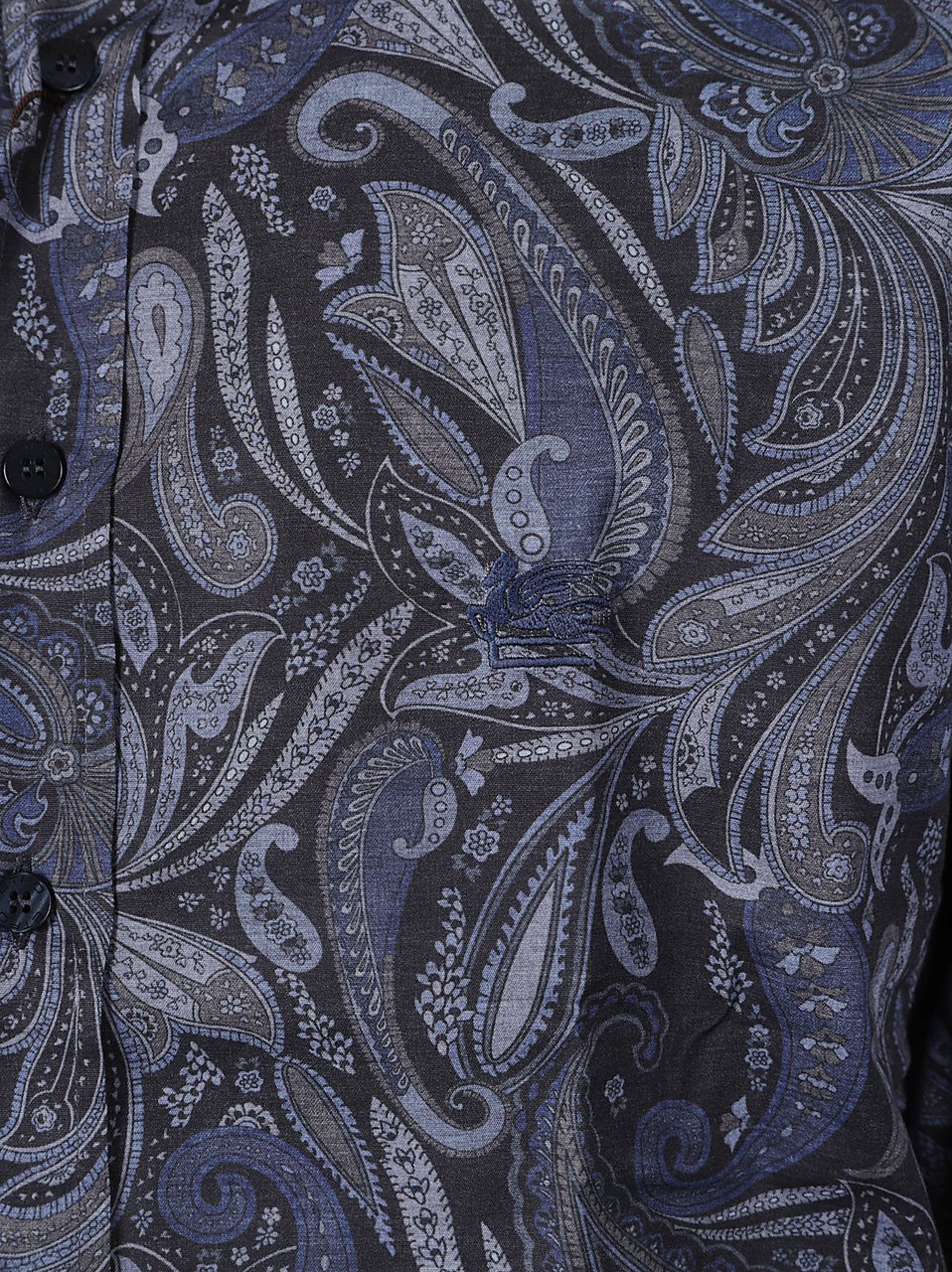 Etro Roma Logo Botton Down Long Sleeve Shirt Blue Blauw