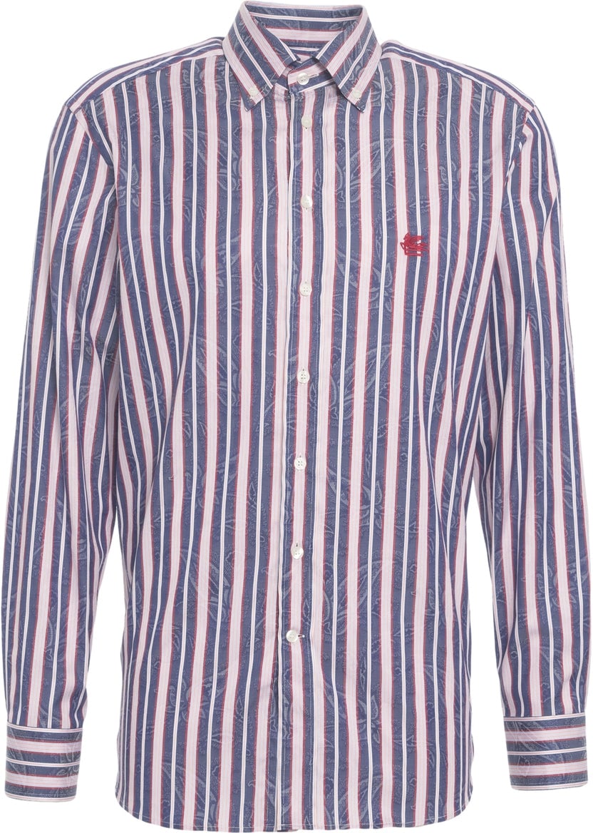 Etro Striped shirt with logo embroidery Divers