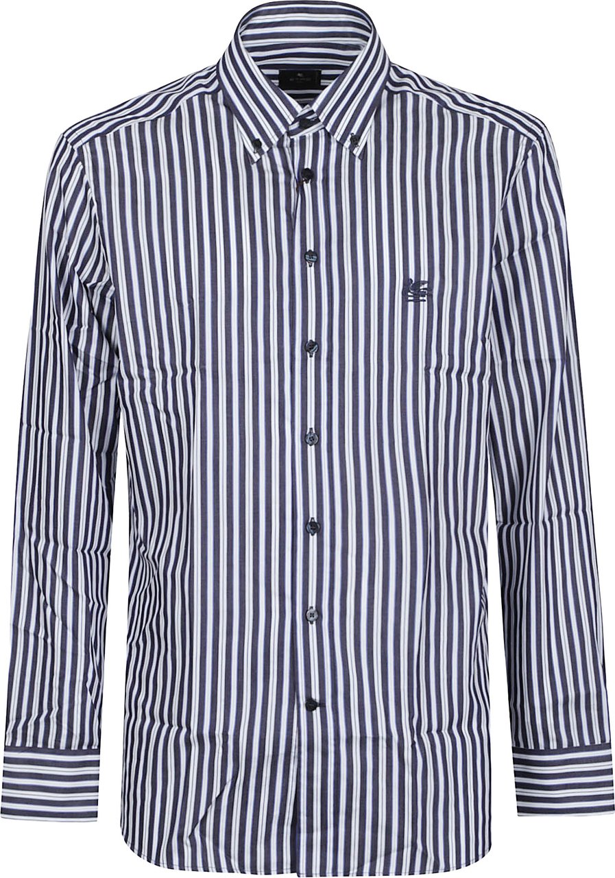 Etro Roma Logo Botton Down Long Sleeve Shirt White Wit