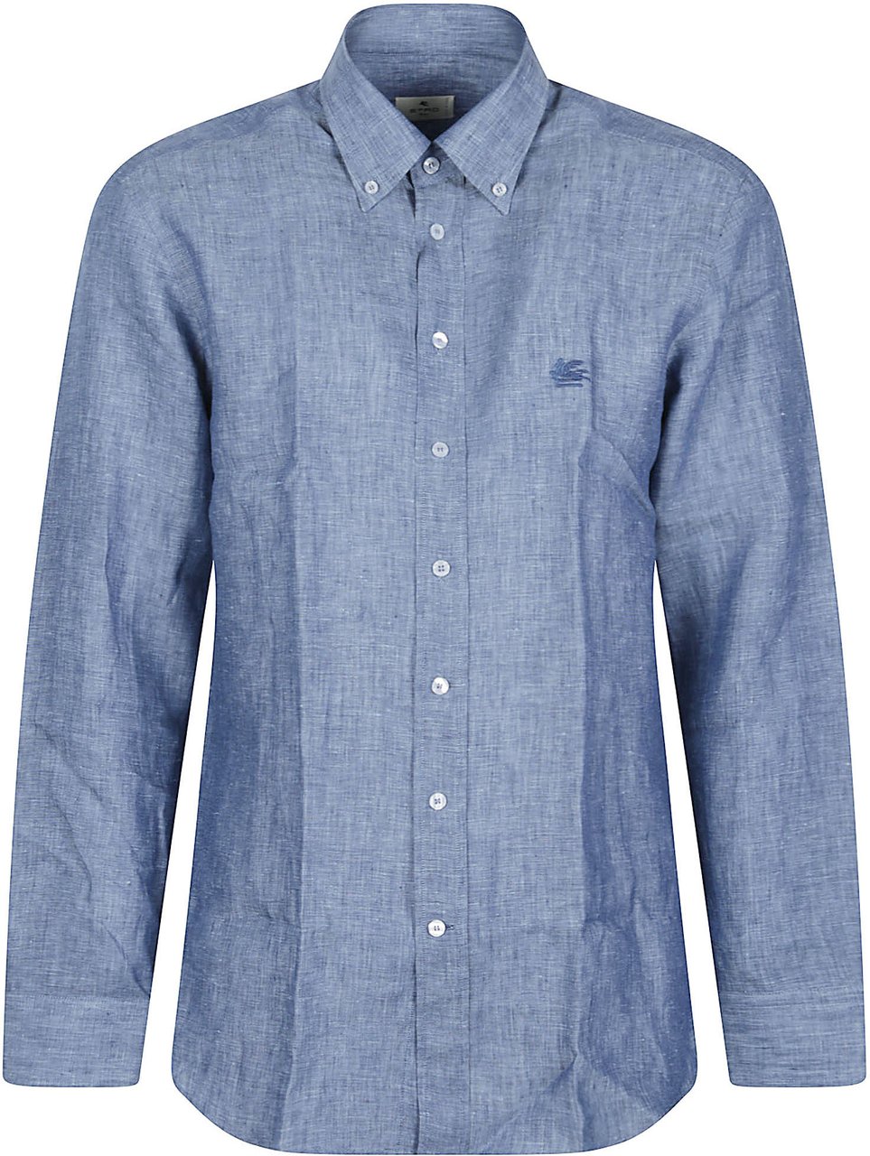 Etro Long Sleeve Pegaso Logo Roma Botton Down Shirt Blue Blauw