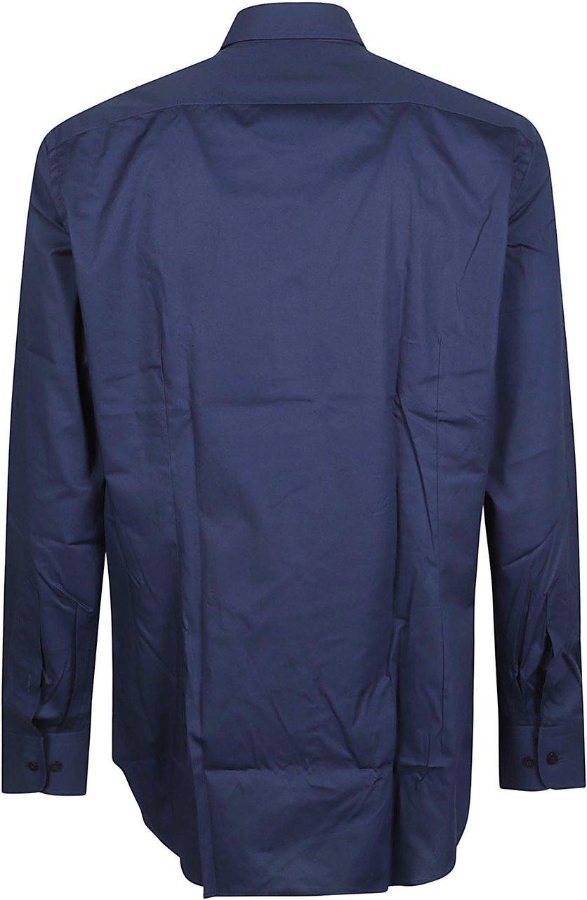 Etro Roma Logo Botton Down Long Sleeve Shirt Blue Blauw