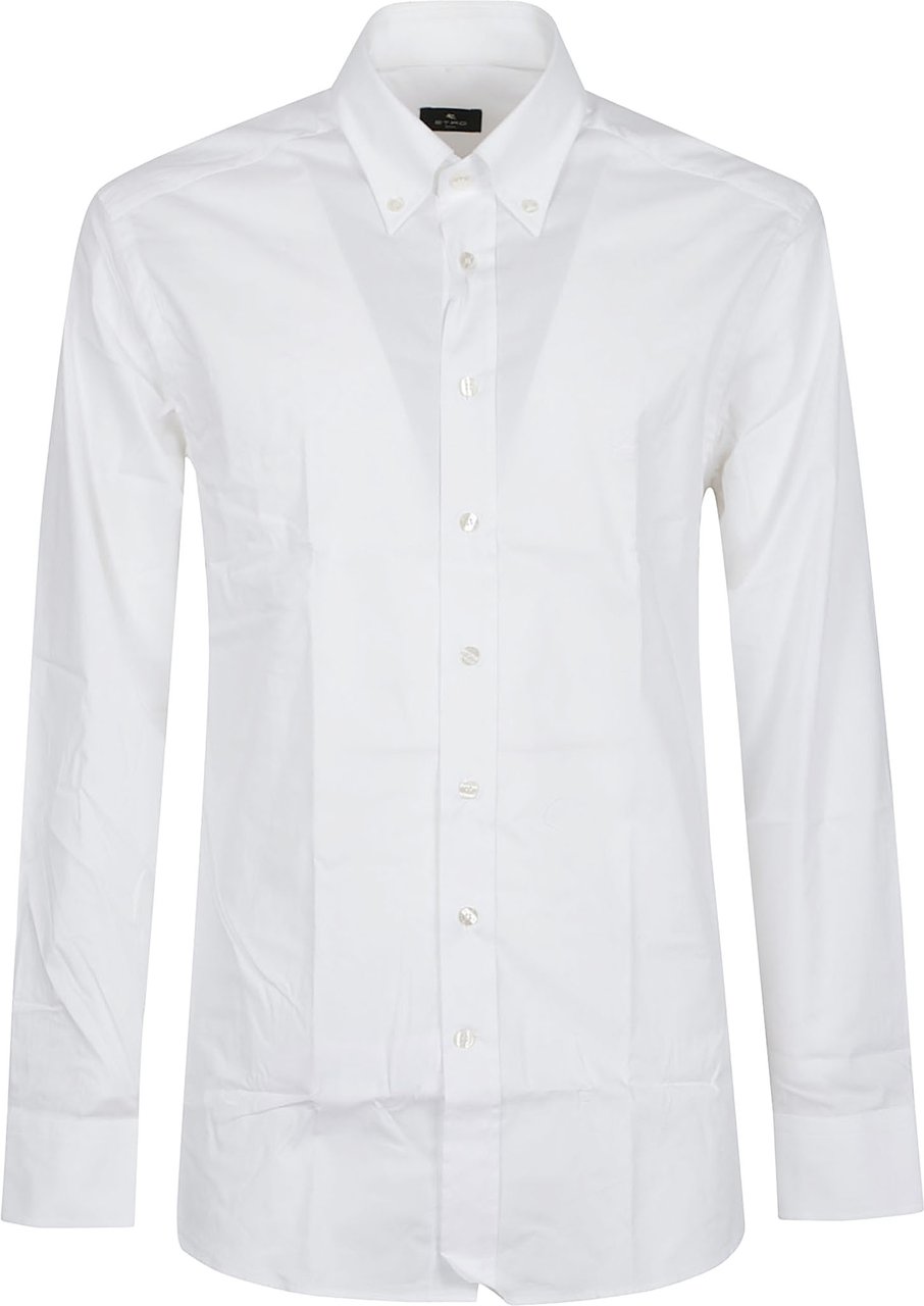 Etro Roma Logo Botton Down Long Sleeve Shirt White Wit