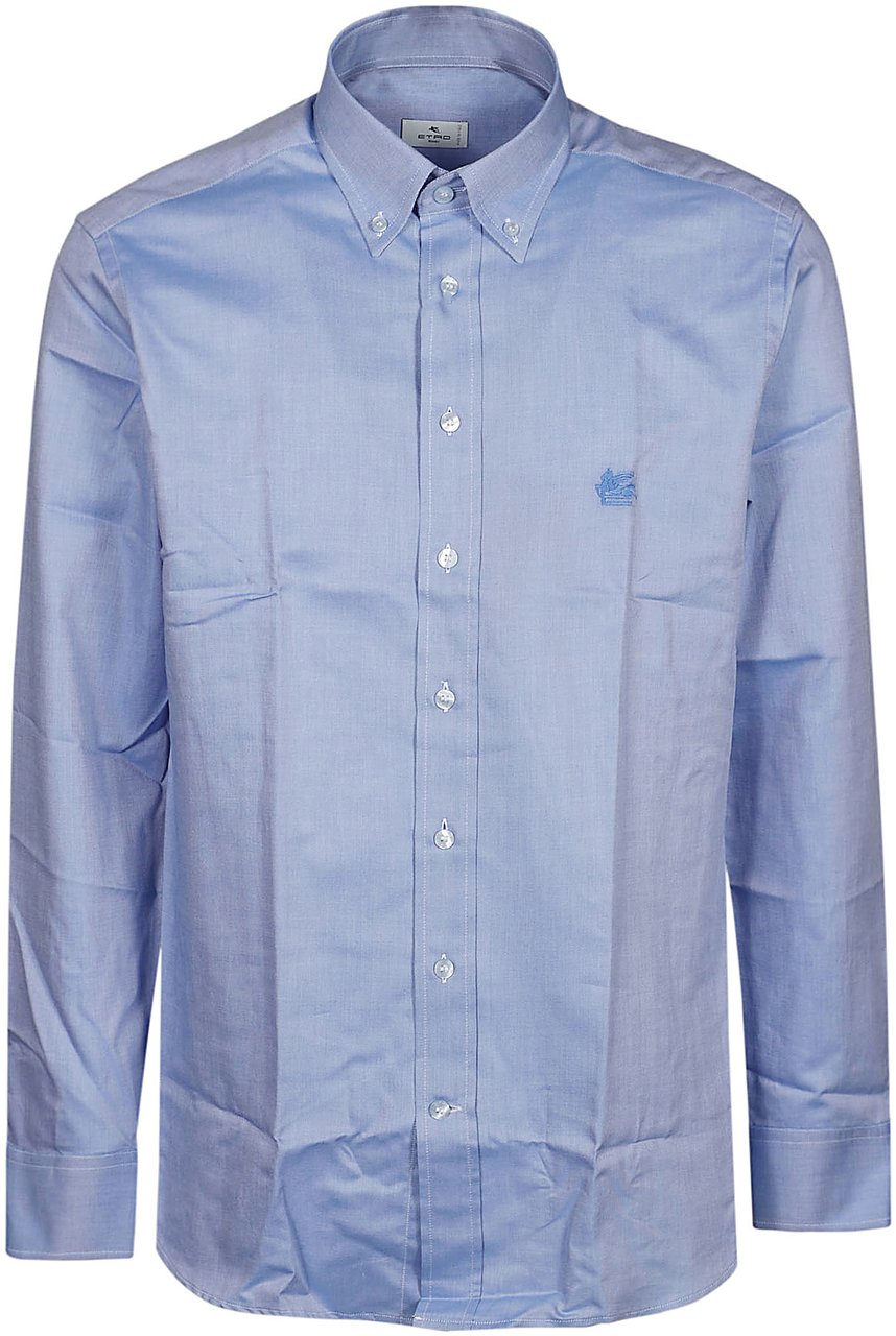 Etro Roma Button Down Logo Shirt Blue Blauw