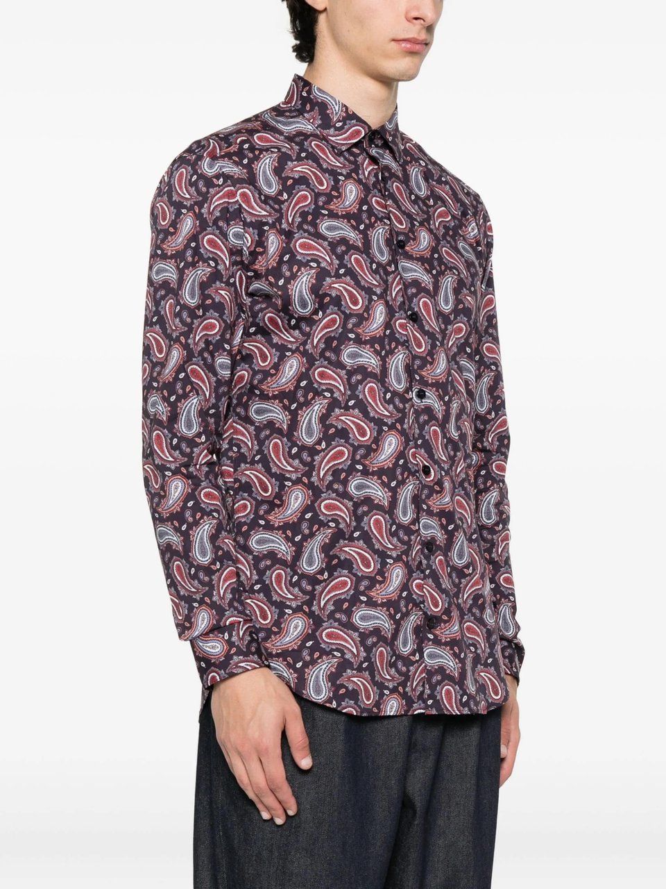 Etro Formal Dark Paisley Pattern Button Shirt Grijs