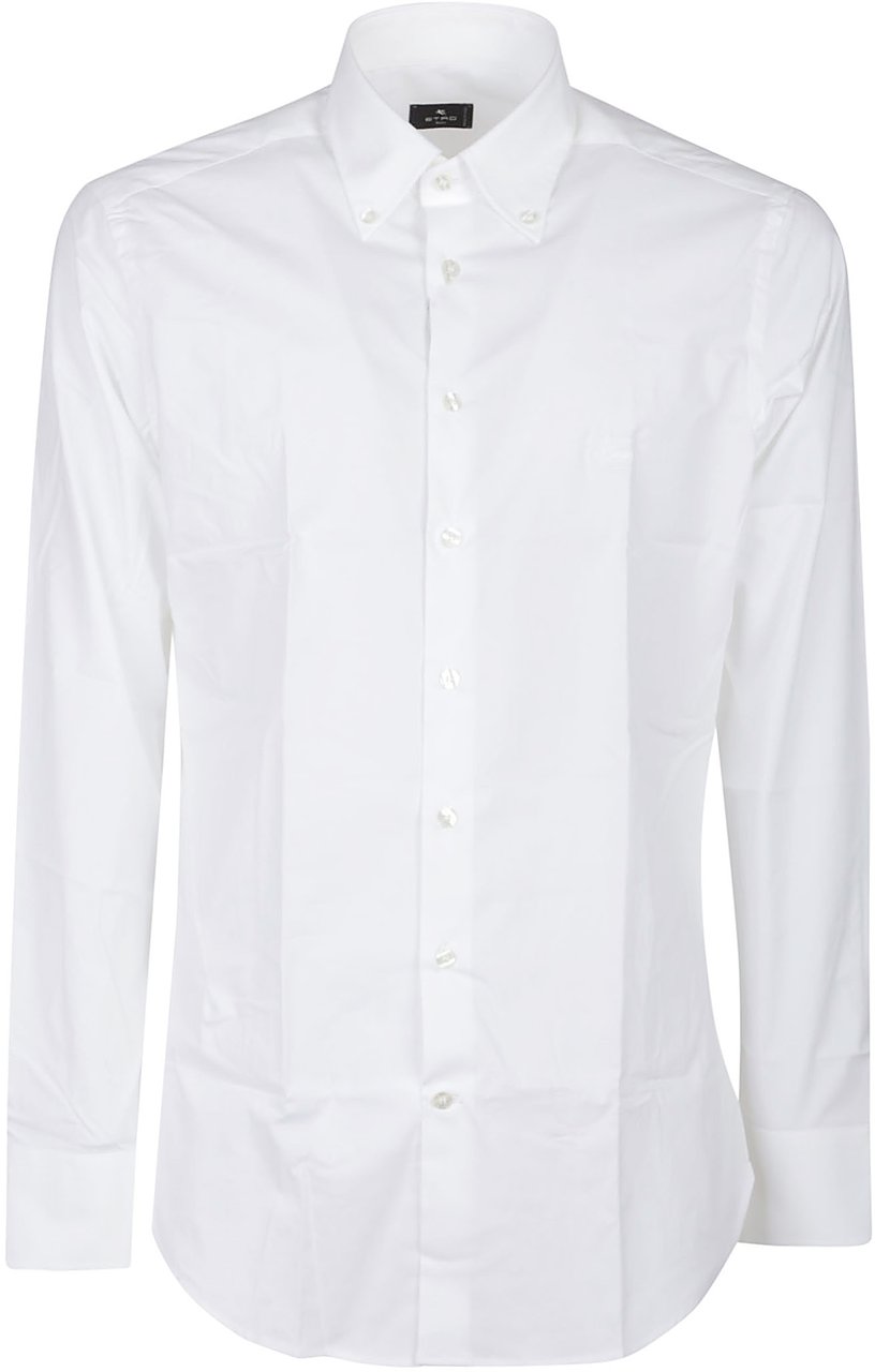 Etro Long Sleeve Fuji Botton Down Logo Shirt White Wit