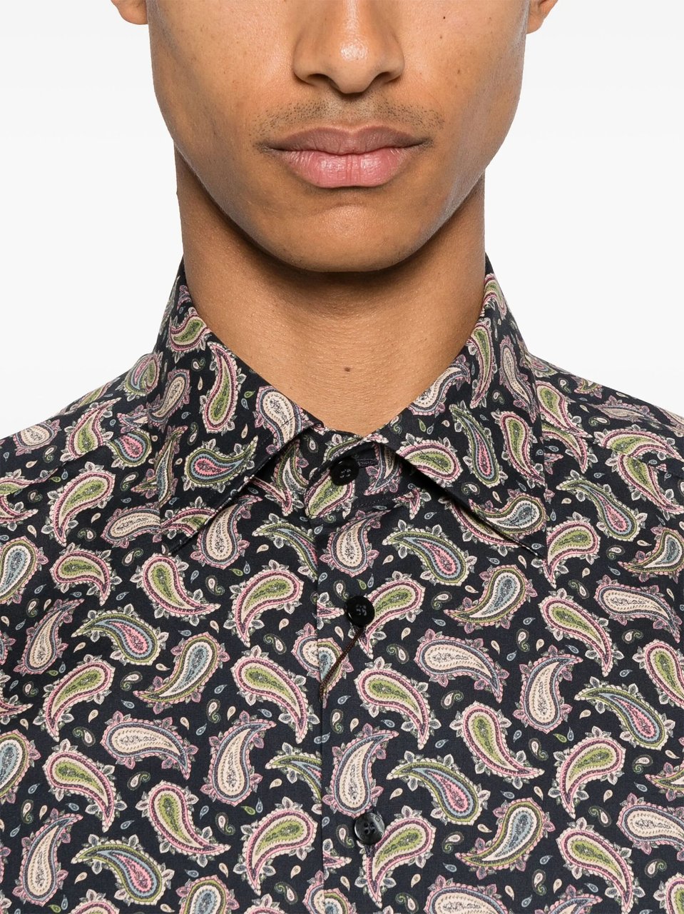 Etro Roma Tailored Black Paisley Cotton Shirt Grijs