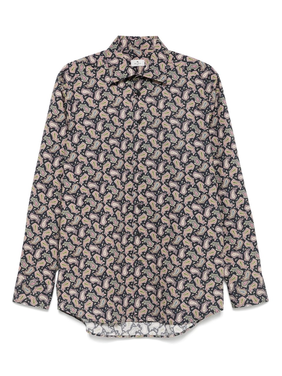 Etro Roma Tailored Black Paisley Cotton Shirt Grijs