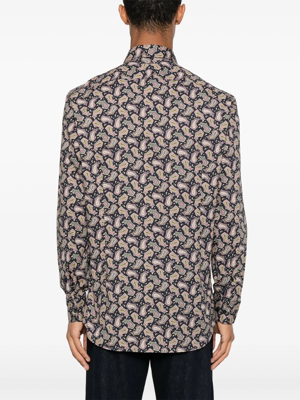 Etro Roma Tailored Black Paisley Cotton Shirt Grijs