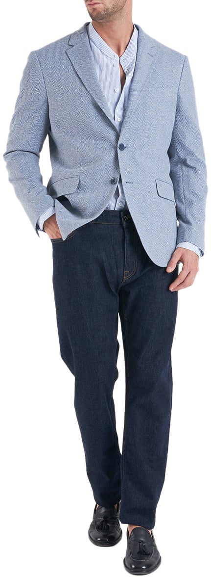 Etro Striped shirt with logo embroidery Blauw