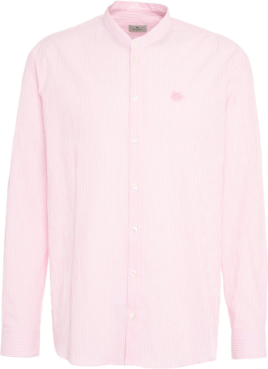 Etro Striped shirt with logo embroidery Roze