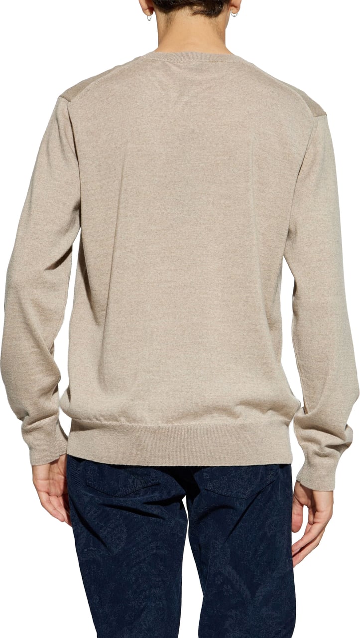 Etro Crew Neck Neutral Beige Wool Sweater Neutraal
