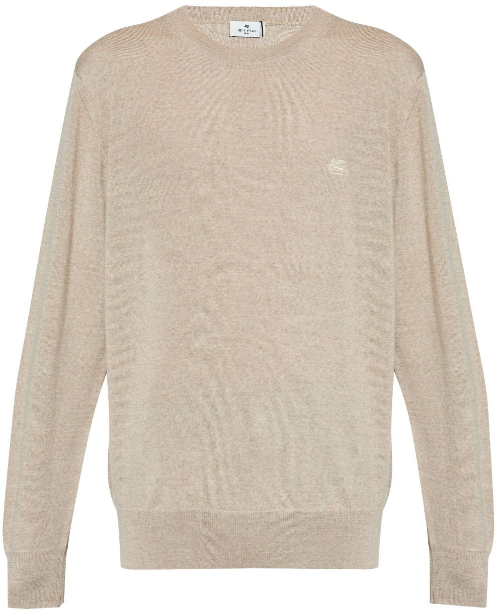 Etro Crew Neck Neutral Beige Wool Sweater Neutraal