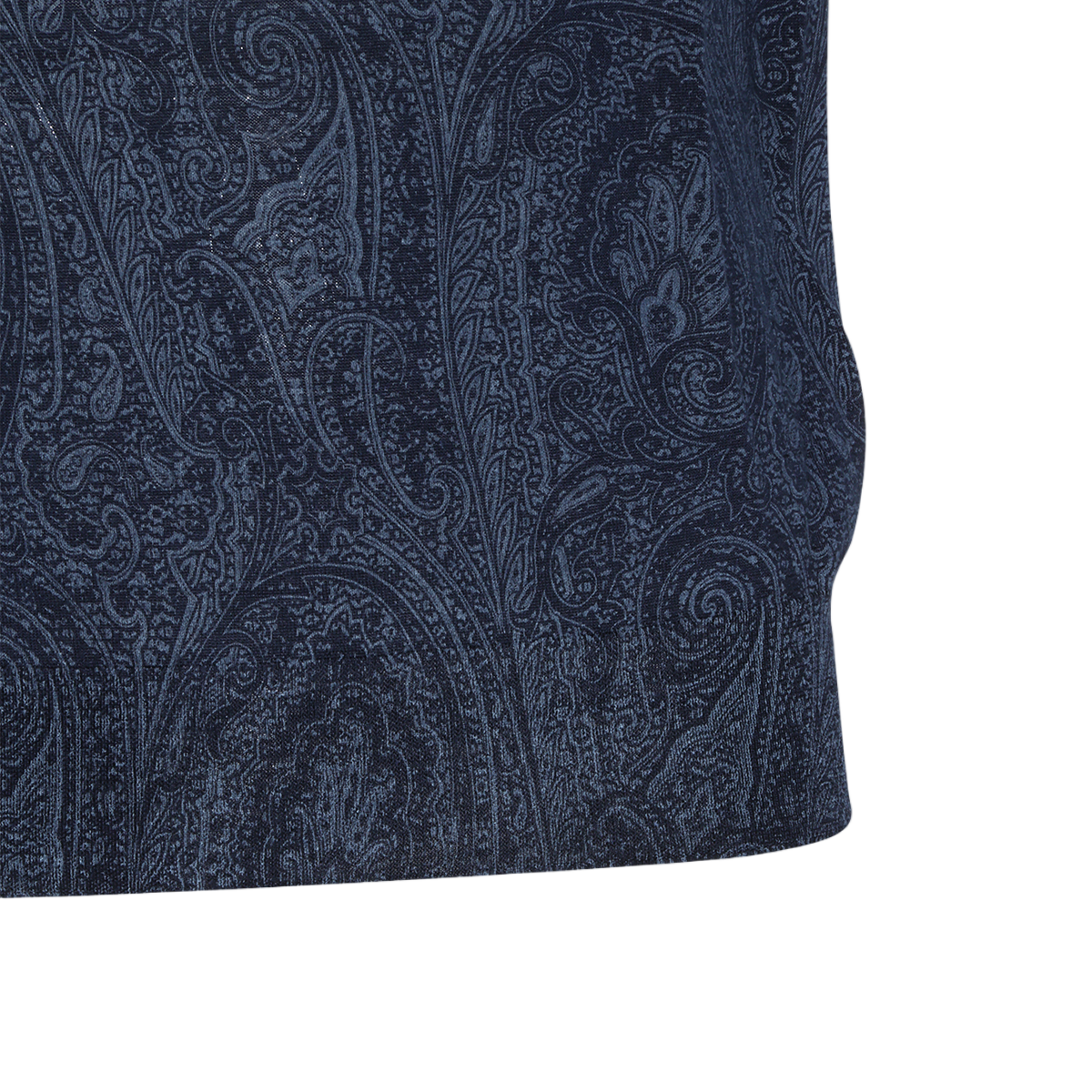 Etro Dark Blue Polo Shirt with Intricate Paisley Pattern Blauw