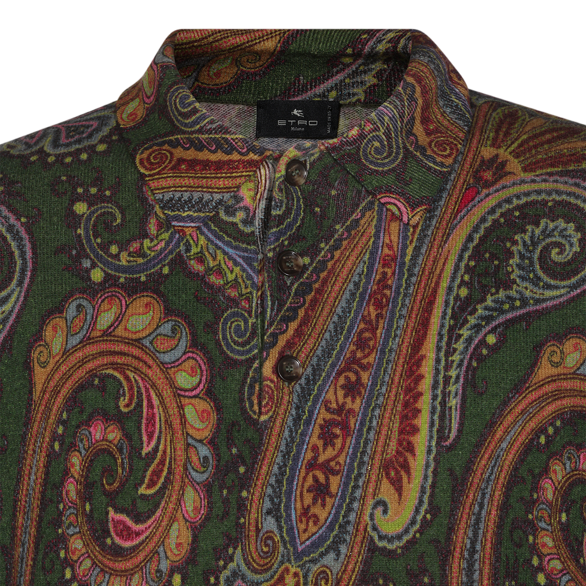 Etro Paisley Knit Sweater with High Collar Zwart