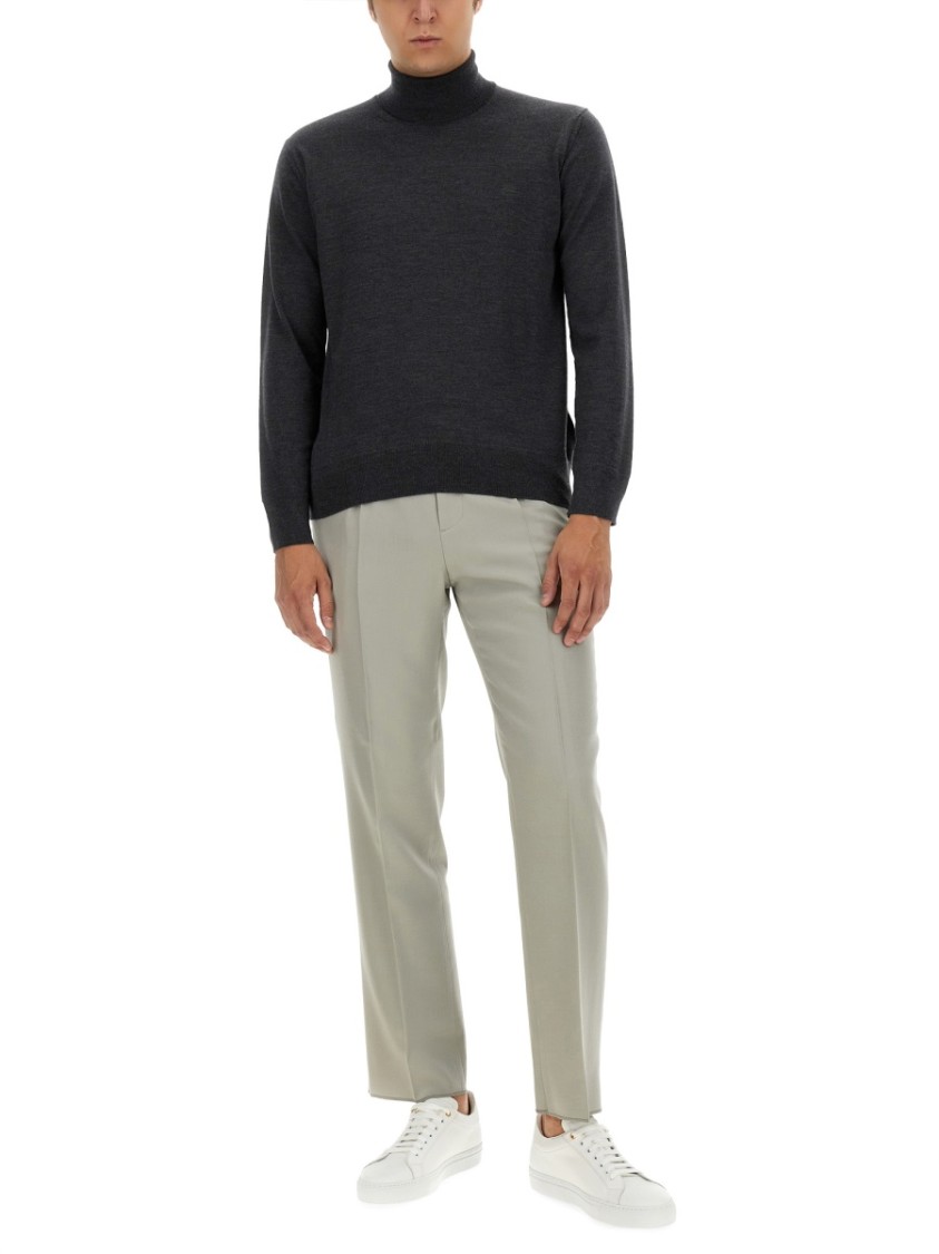 Etro Fitted Grey Wool Turtleneck Grijs