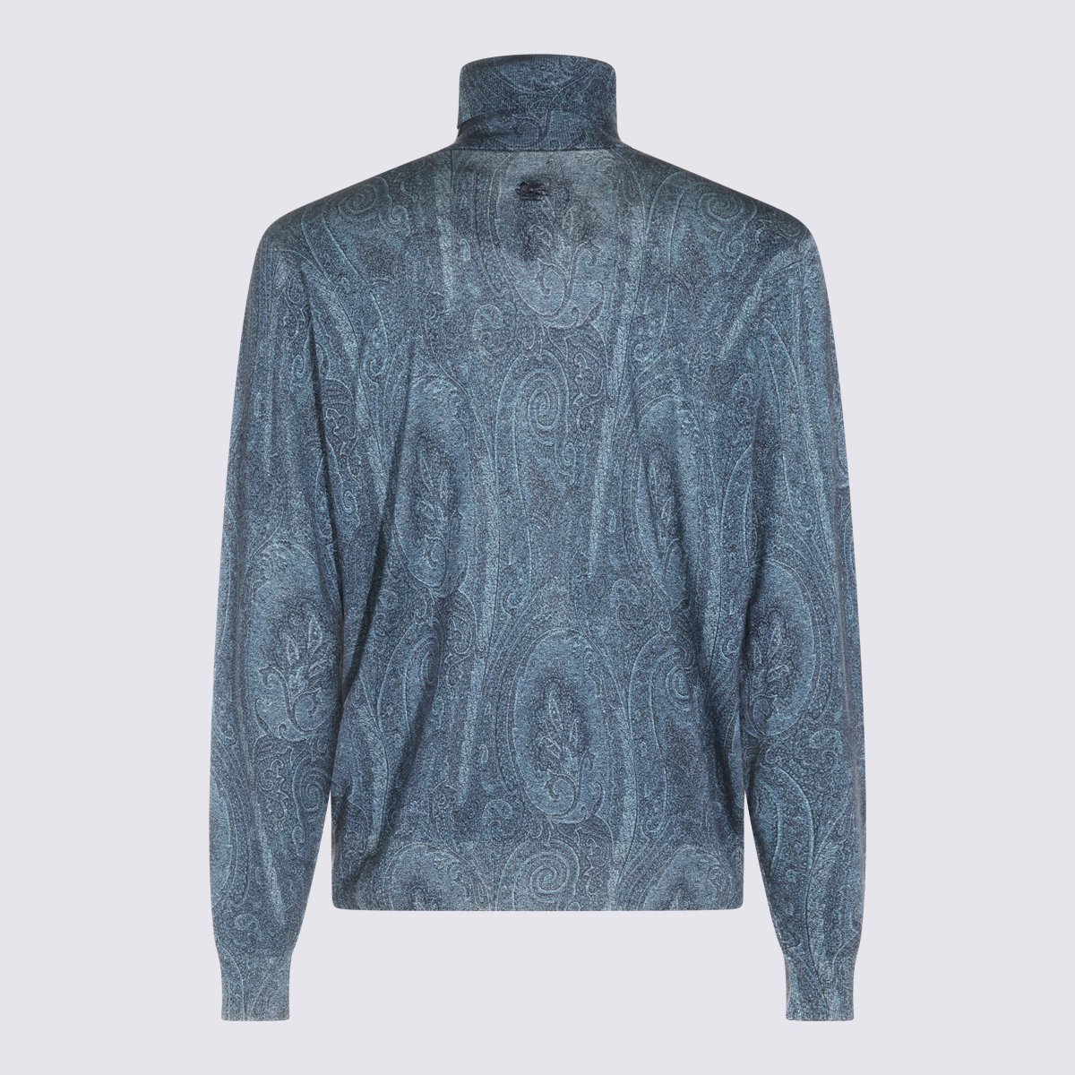 Etro Paisley Pattern Turtleneck Sweater With Ribbed Cuffs Grijs