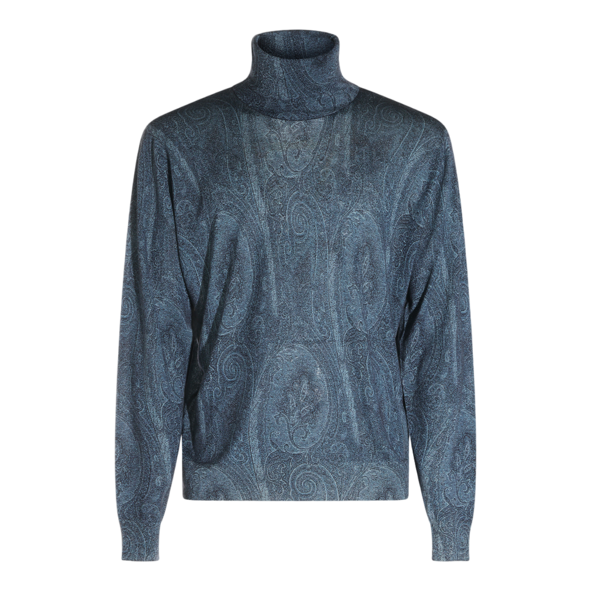 Etro Paisley Pattern Turtleneck Sweater With Ribbed Cuffs Grijs