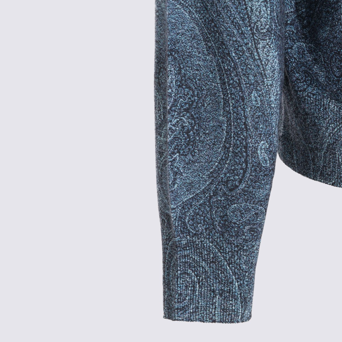 Etro Paisley Pattern Turtleneck Sweater With Ribbed Cuffs Grijs