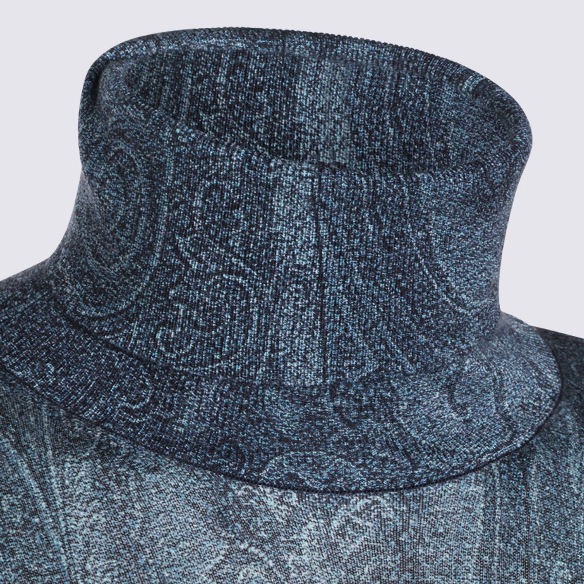 Etro Paisley Pattern Turtleneck Sweater With Ribbed Cuffs Grijs