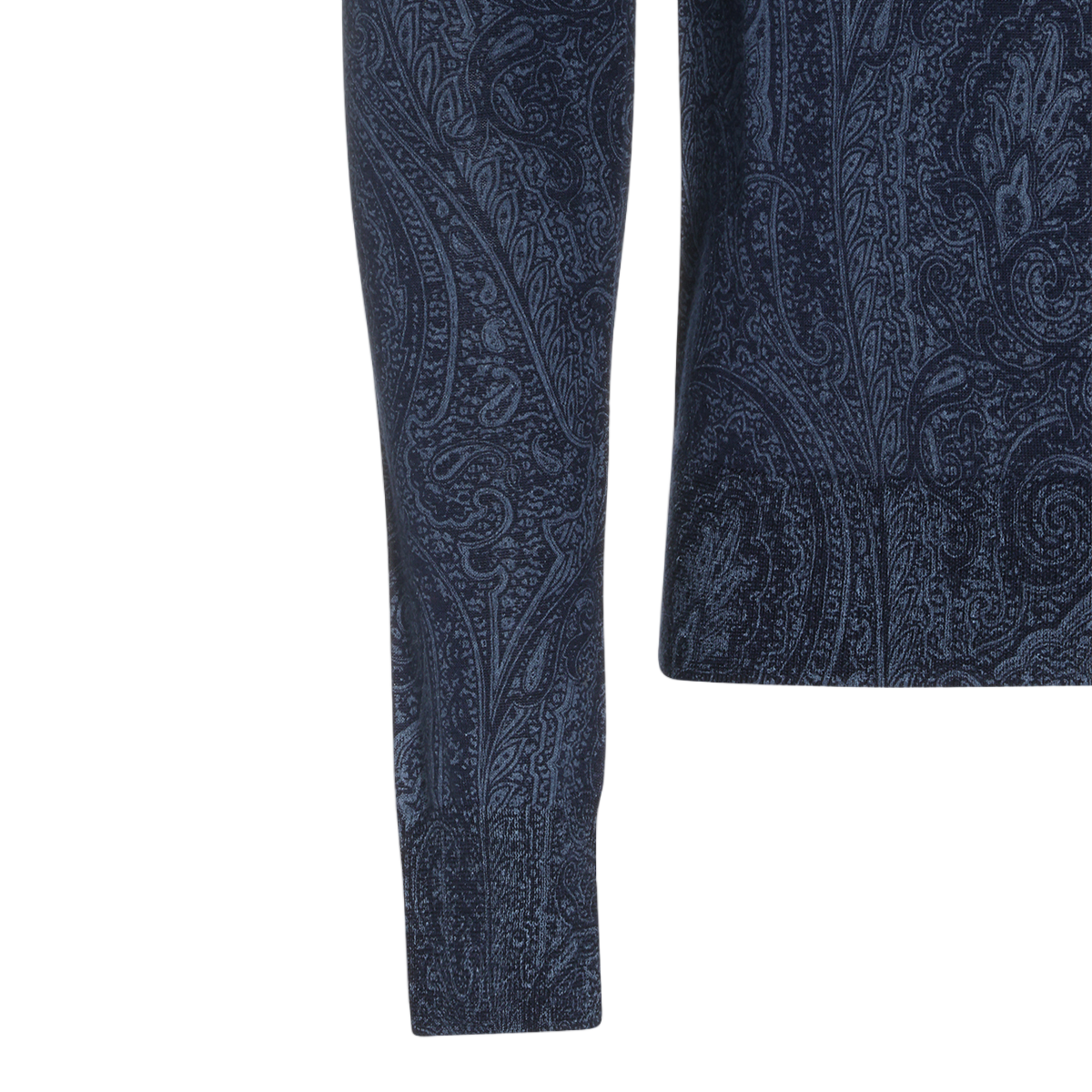 Etro Intricate Paisley Pattern Crew Neck Sweater Blauw