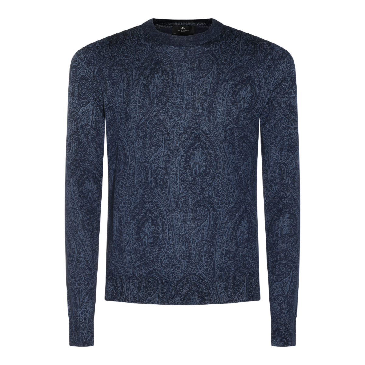 Etro Intricate Paisley Pattern Crew Neck Sweater Blauw