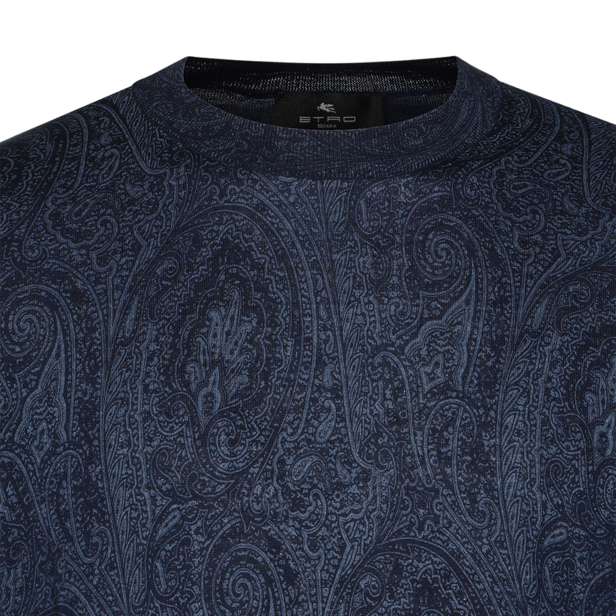 Etro Intricate Paisley Pattern Crew Neck Sweater Blauw
