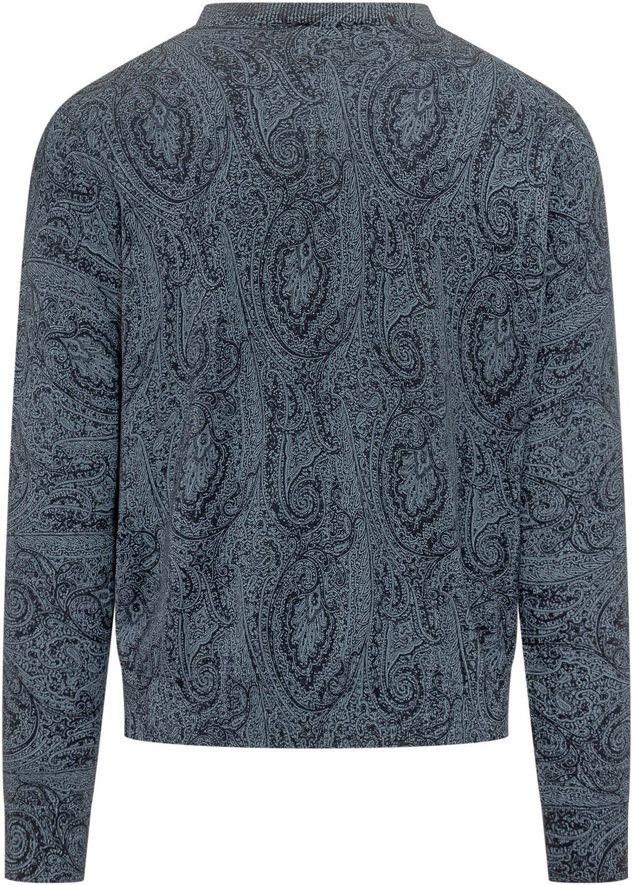 Etro Maglia Girocollo con Motivo Paisley Navy
