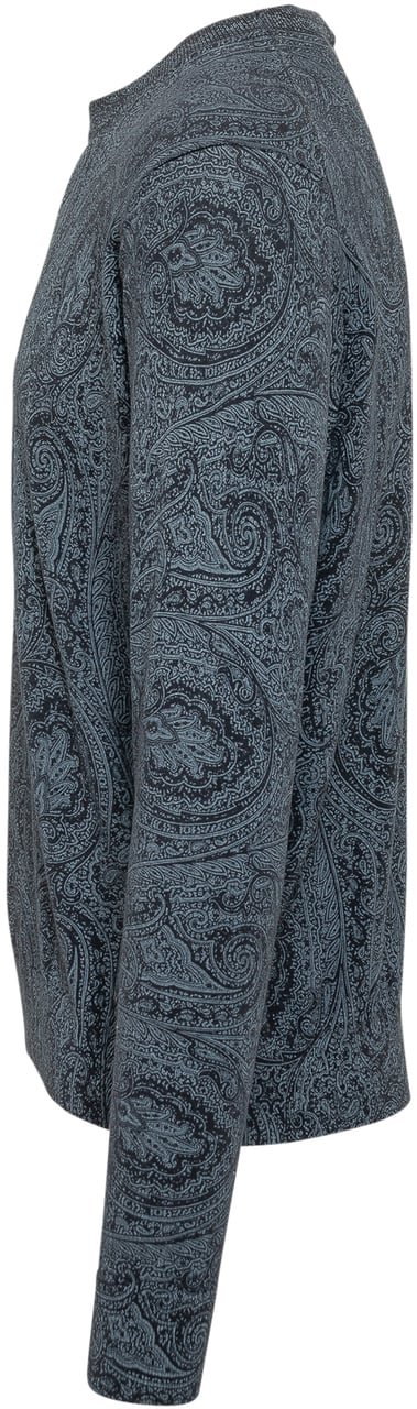 Etro Maglia Girocollo con Motivo Paisley Navy