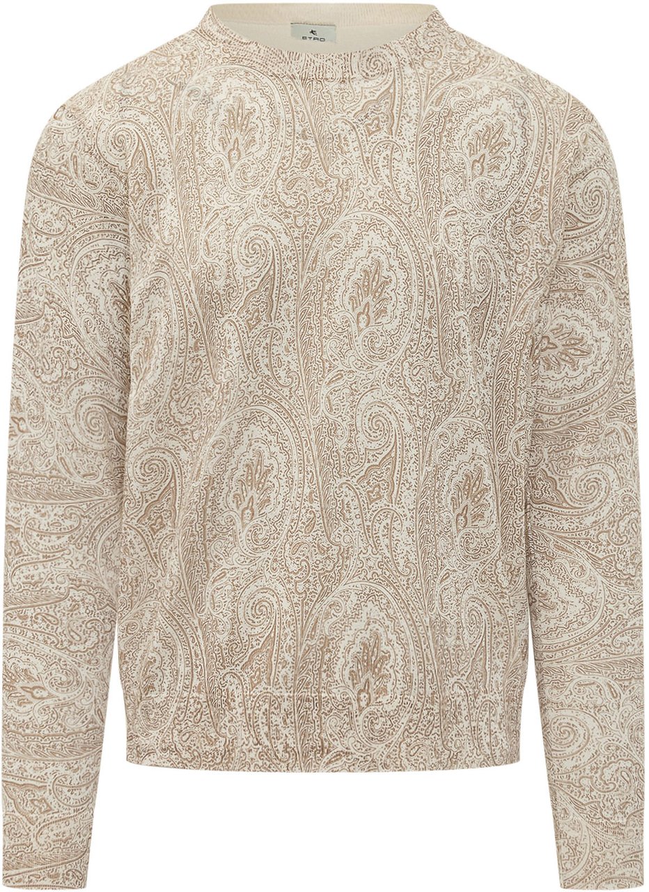 Etro Maglia Girocollo con Motivo Paisley Beige