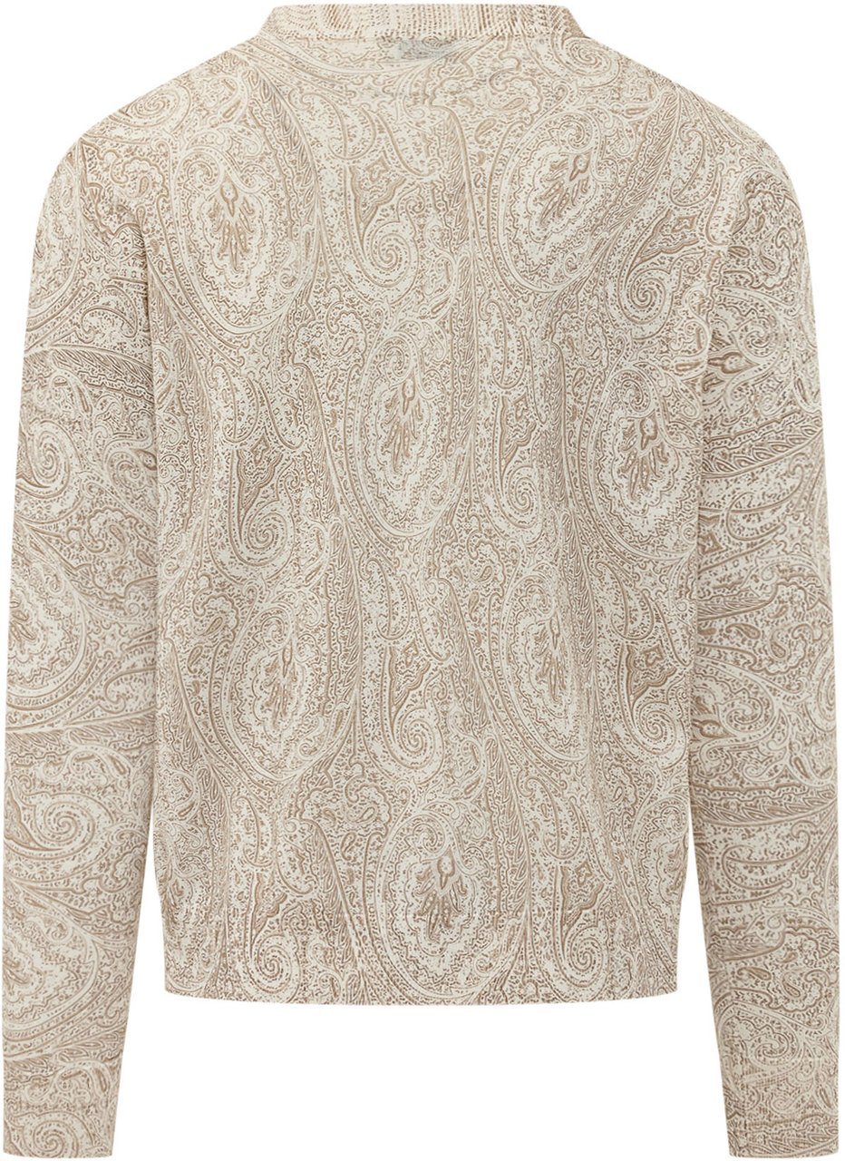 Etro Maglia Girocollo con Motivo Paisley Beige