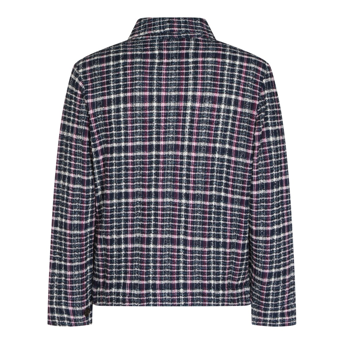 Etro Textured Plaid Jacket with Classic Collar and Chest Pocket Blauw